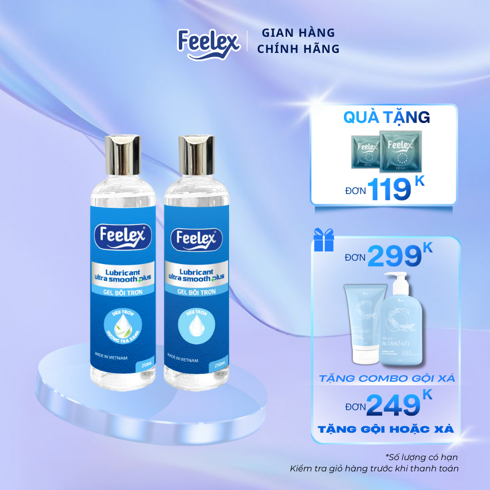 Gel bôi trơn Feelex Ultra Smooth Plus siêu trơn, mát lạnh, nhiều mùi hương - 250 ml