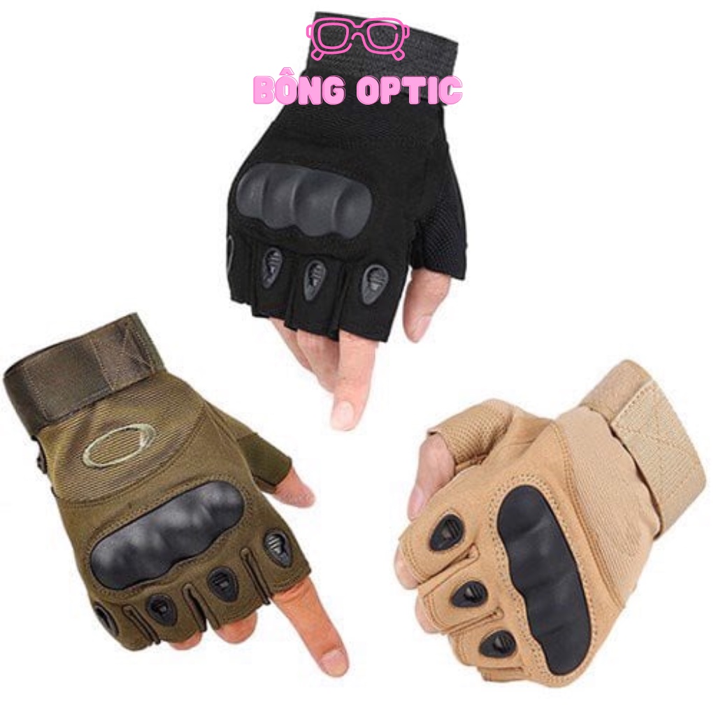 Găng Tay Xe Máy Cụt Ngón, Găng Tay Chiến Thuật Oalkey Đi Phượt Có Gù Bảo Vệ Tay