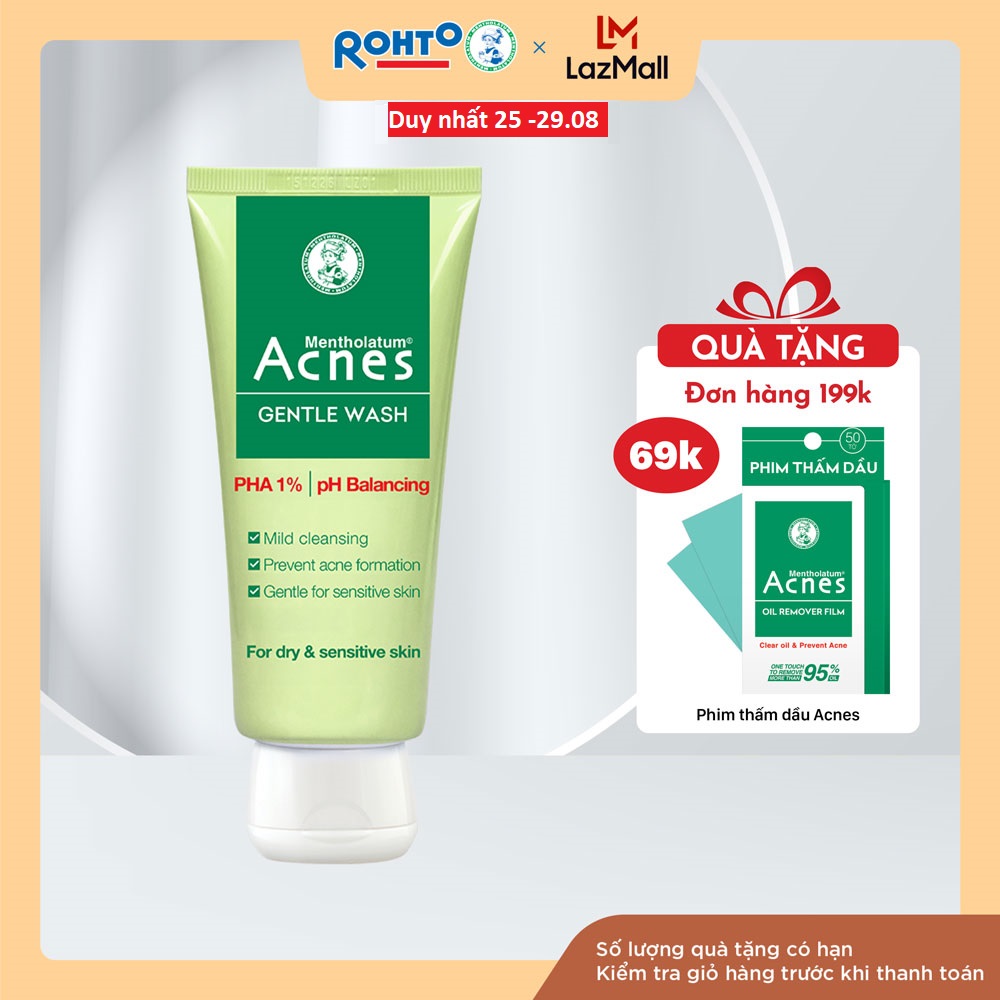 Sữa rửa mặt ngăn ngừa mụn dạng gel Acnes Gentle Wash 100g