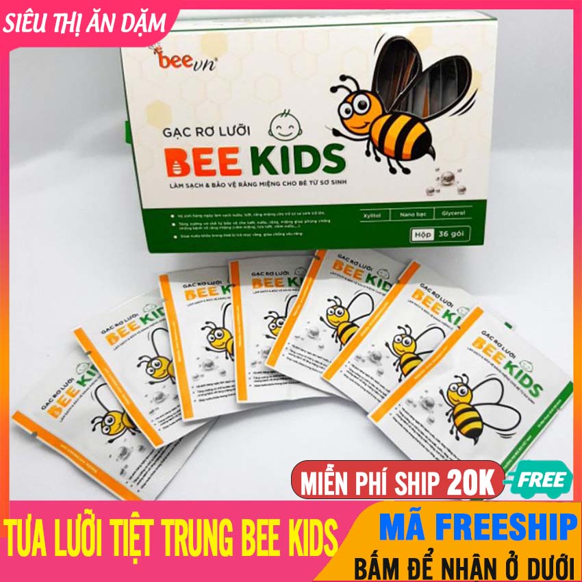 Gạc Rơ Lưỡi Tiệt Trùng BEE KIDS (36 gói), Chất Liệu Mềm Mại, Kháng Khuẩn, Giúp Bé Vệ Sinh Răng Miệng Sạch Sẽ - Rơ Lưỡi Cho Bé, Tưa Lưỡi Sơ Sinh, Dụng Cụ Vệ Sinh Răng Miệng Cho Bé - Tua Luoi BEE KIDS - 8936095880413