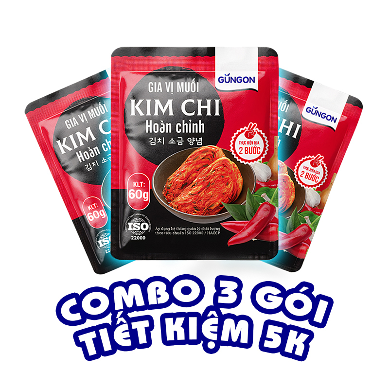 Combo 3 gói gia vị muối kim chi hoàn chỉnh Gungon 60g - Bột gia vị làm kim chi Gungon 60g