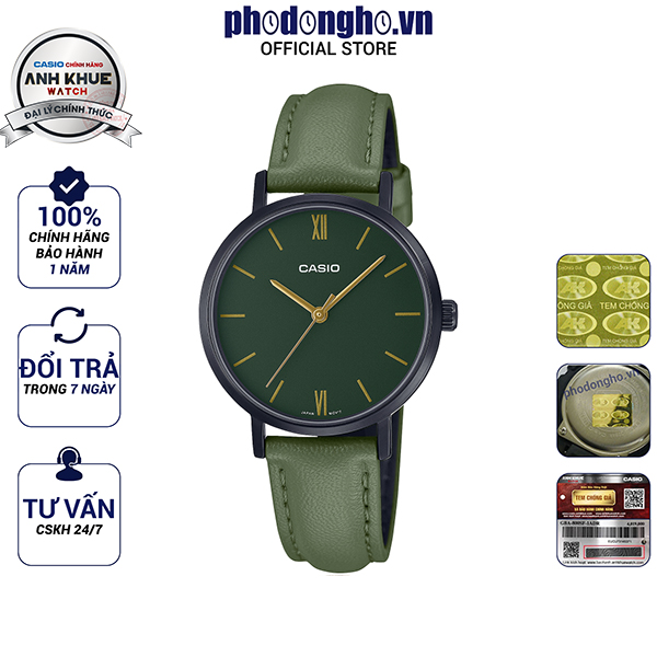 Đồng hồ nữ dây da casio anh khuê ltp-vt02bl-3audf
