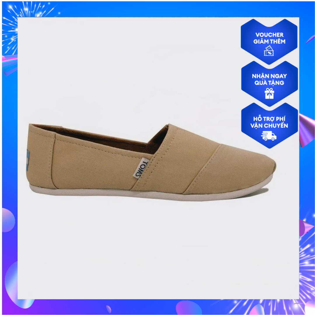 HCMGiày toms nam màu be Đế cao su đúc , giày slip on nam , giày lười nam