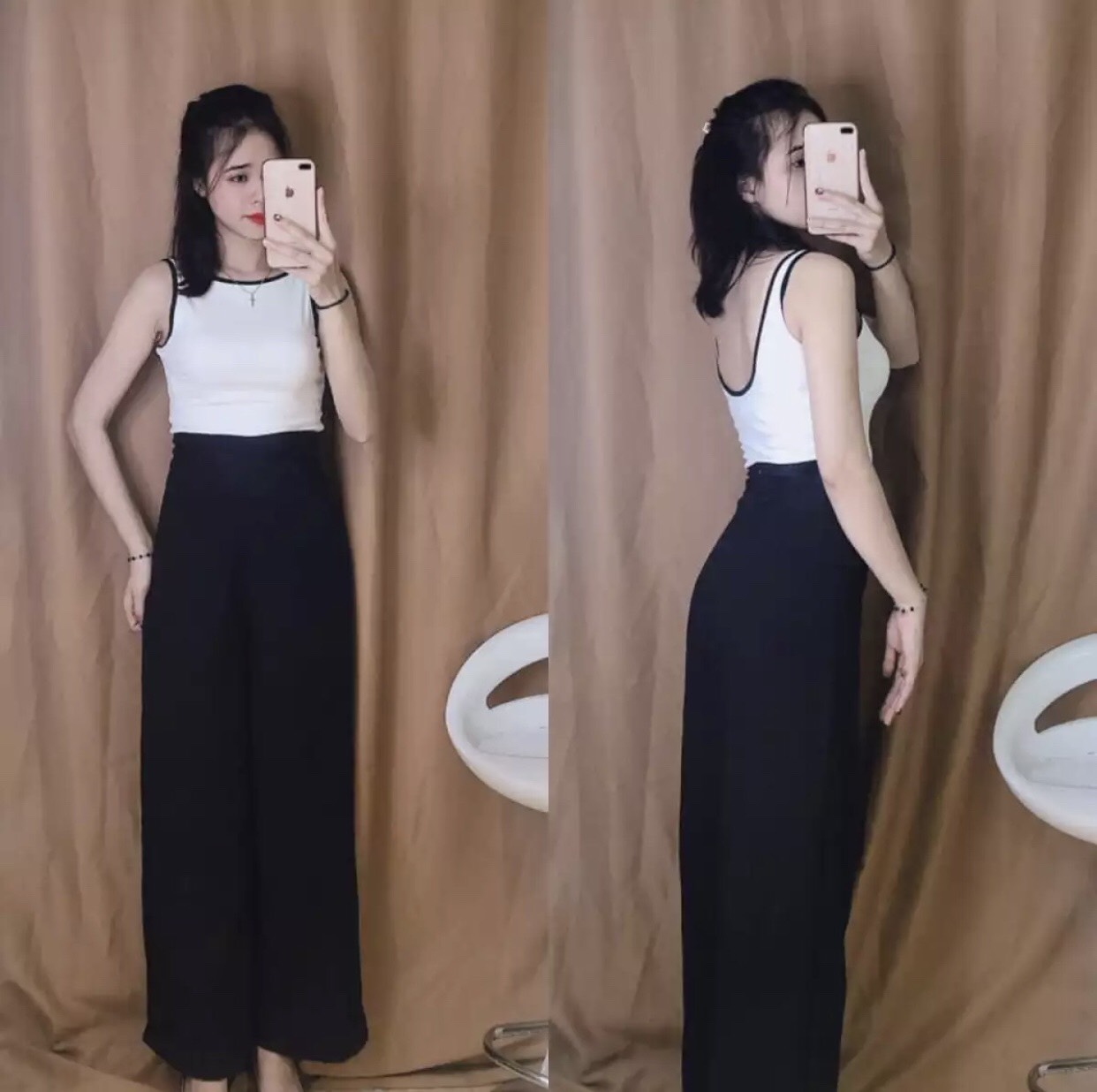 Quần tây nữ ống suông hàng thiết kế may đo theo size .tặng kèm áo màu ngẫu nhiên