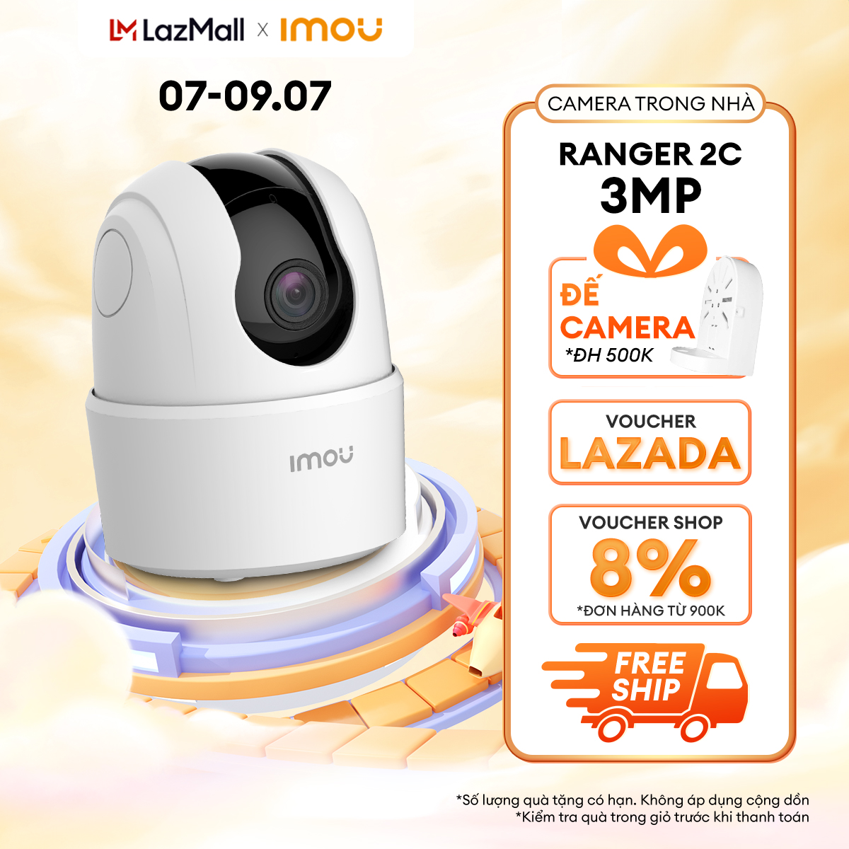 [Tặng đế ĐH 600K]Camera Wifi trong nhà Imou Ranger 2C (3MP) I Đàm thoại ...