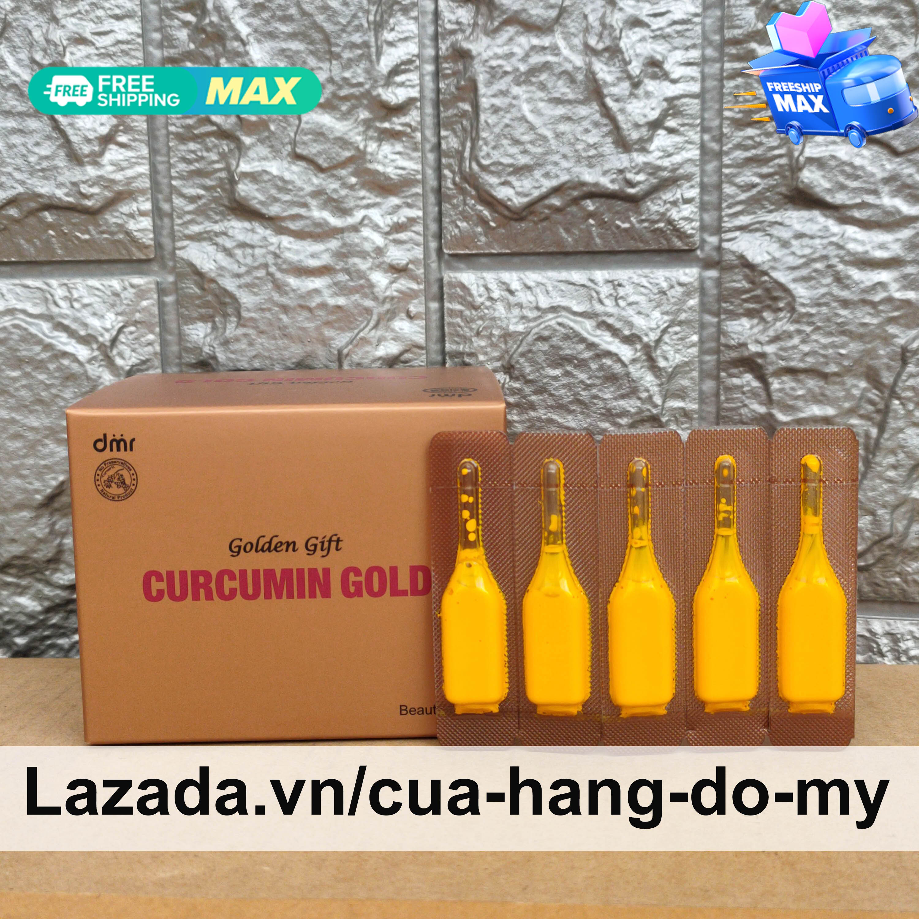 Nước ống Tinh Nghệ Nano Curcumin Gold Golden Gift Hàn Quốc hộp 50 ống- Hỗ Trợ Giảm Nám, Tàn Nhang - Shop Hong1008