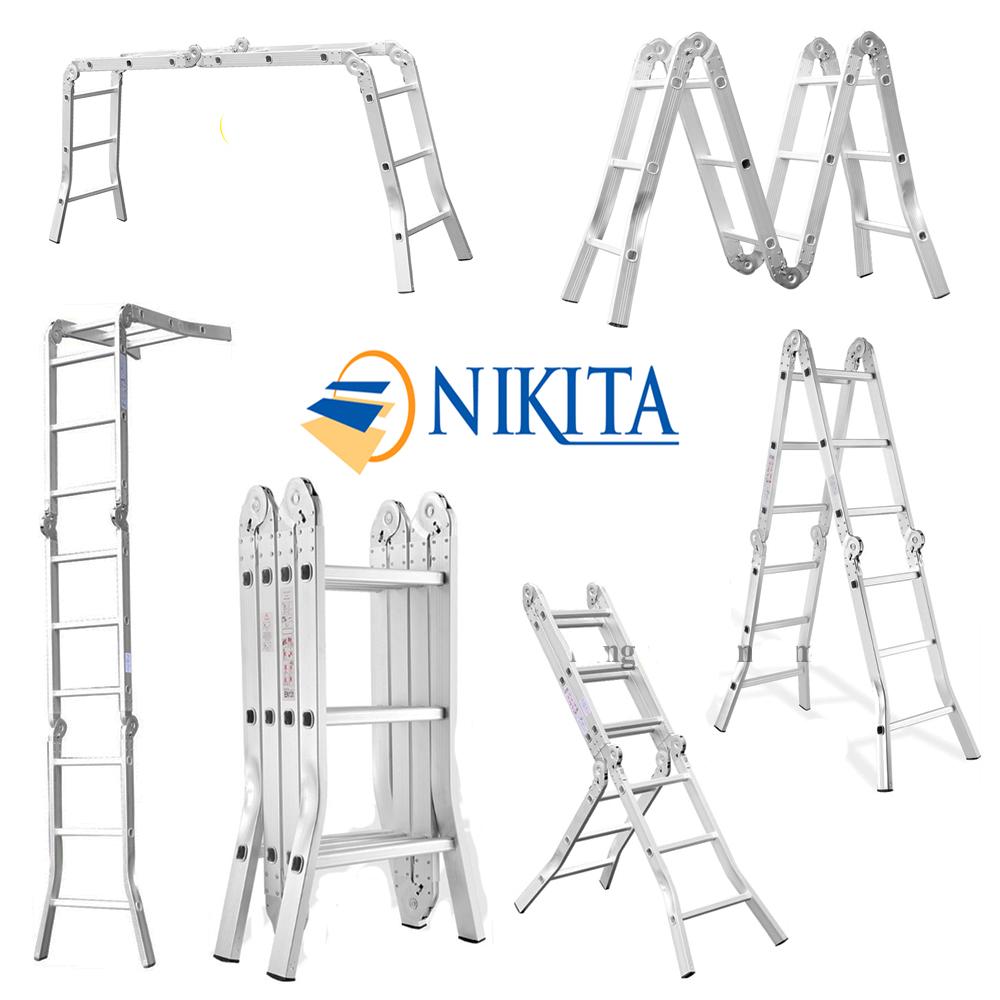Thang nhôm gấp 4 đoạn 3,7m nikita tga37
