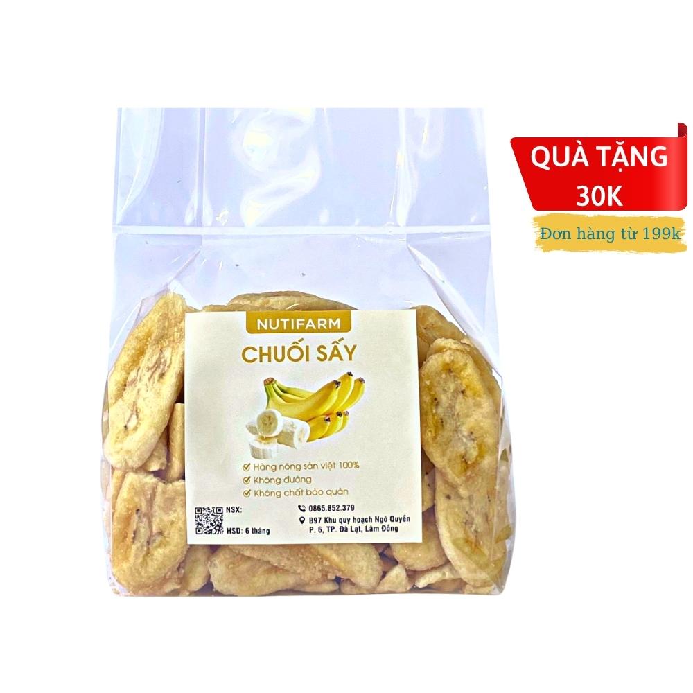 Chuối sấy không đường giòn ngọt tự nhiên 500gr NutiFarm hoa quả sấy đặc sản đà lạt