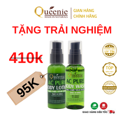 Bộ đôi sữa tắm, sữa dưỡng thể dưỡng da căng mịn chính hãng Queenie - Mỹ Phẩm Hàn Quốc