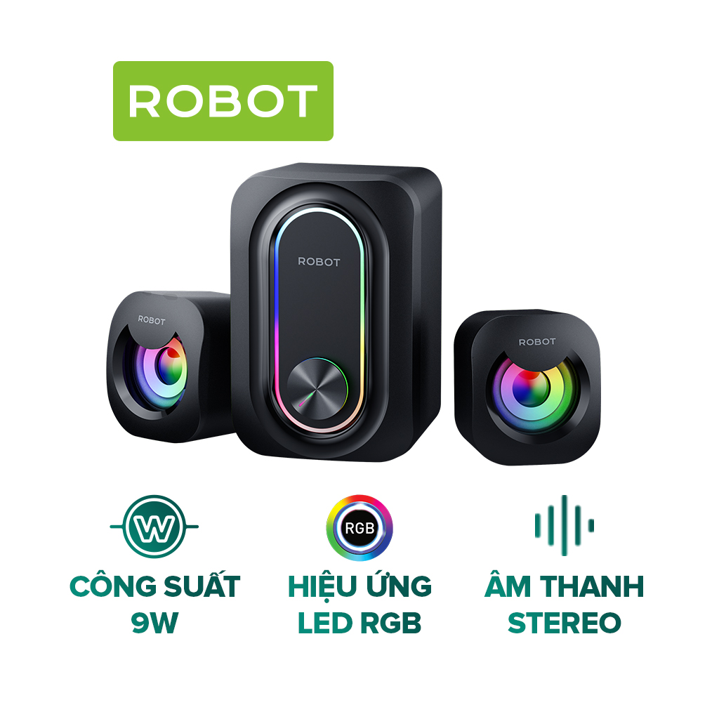 Loa Máy Tính Gaming Robot RS190 Công Suất 9W Hiệu Ứng LED RGB Âm Thanh Mạnh Mẽ