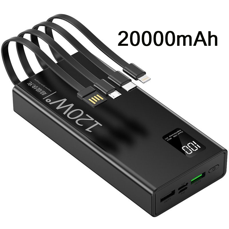 Kaka Power Bank Backup Battery 20000Mah 30000Mah Super Fast Charging 120W Pd22.5W with 4 Charging Cables Led Screen 2-Way Fast Charging 4 Cables Power Bank Charging Treasure - 5