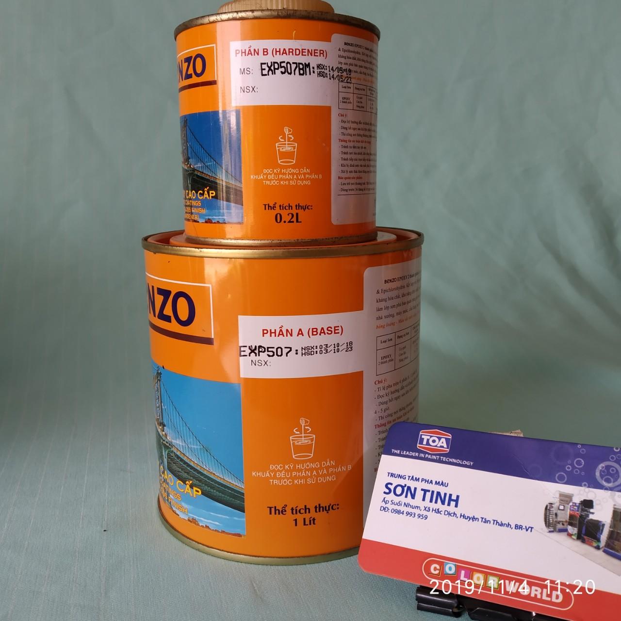 Sơn epoxy cao cấp Benzo - sơn kẽm hai thành phần ( màu đen hoặc màu trắng ) loại 1 lít ( cả sơn và đóng rắn )