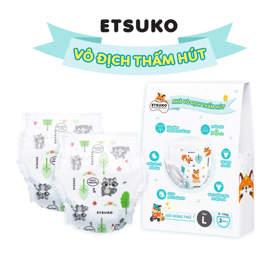 Gói 2 miếng tã quần size L + truyện tranh + thiệp cảm ơn