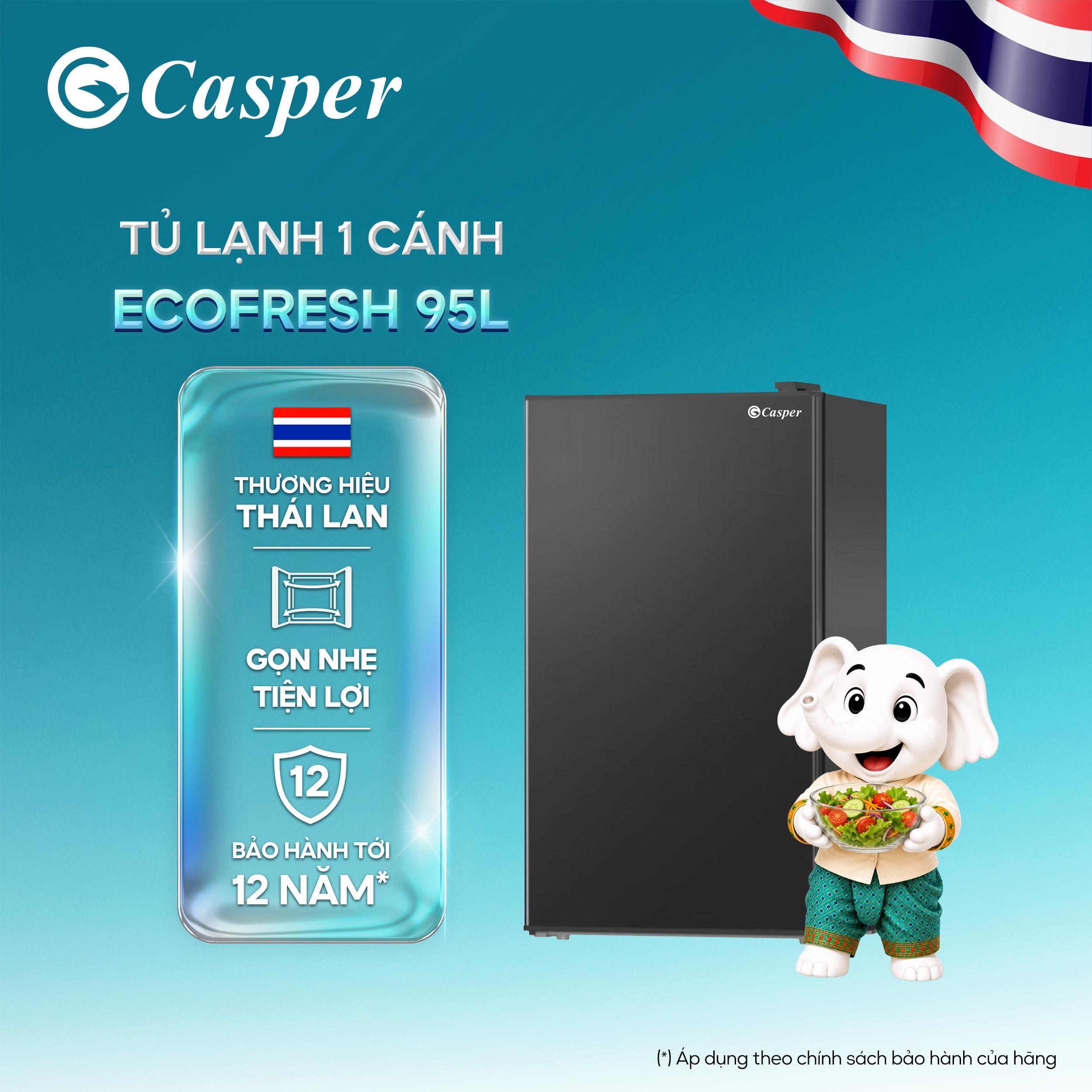 [New 2025] Casper Mini Single-Door Refrigerator 95L (with Frost Protection) Ro-E95Pgr - Genuine - 2-Year Warranty