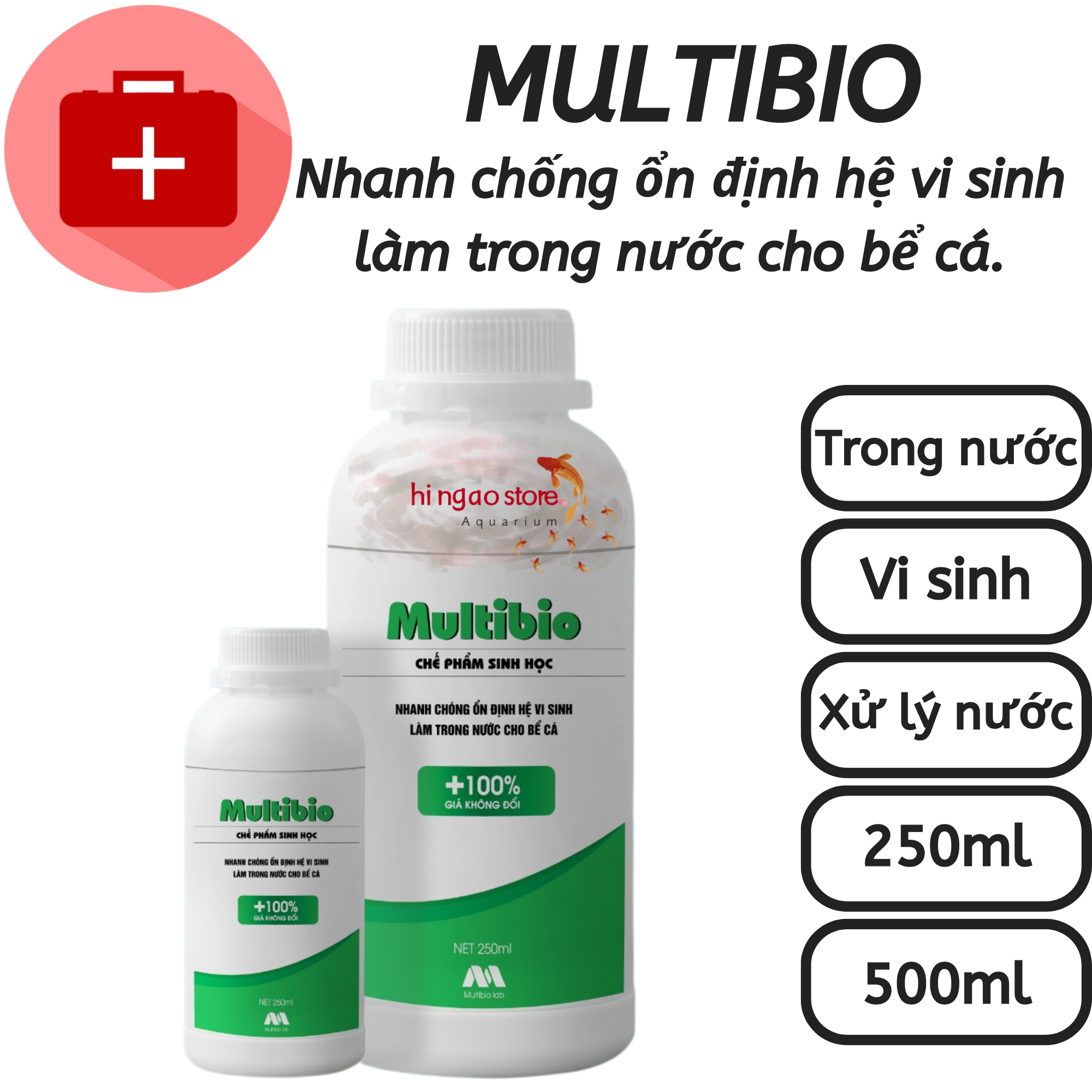 Multibio giúp nhanh chống ổn định hệ vi sinh làm trong nước cho bể cá - MULTI giúp cá khỏe nước trong | Hingaostore.