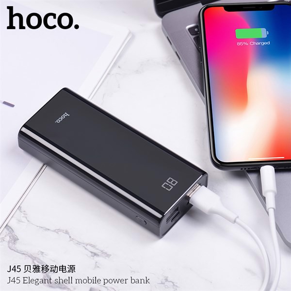 Pin dự phòng Hoco J45 10.000mAh chính hãng, dung lượng 10000mAh và với 1 cổng ra 2.1A (max) giúp bạn tiết kiệm nhiều thời gian khi nạp năng lượng cho các sản phẩm khác