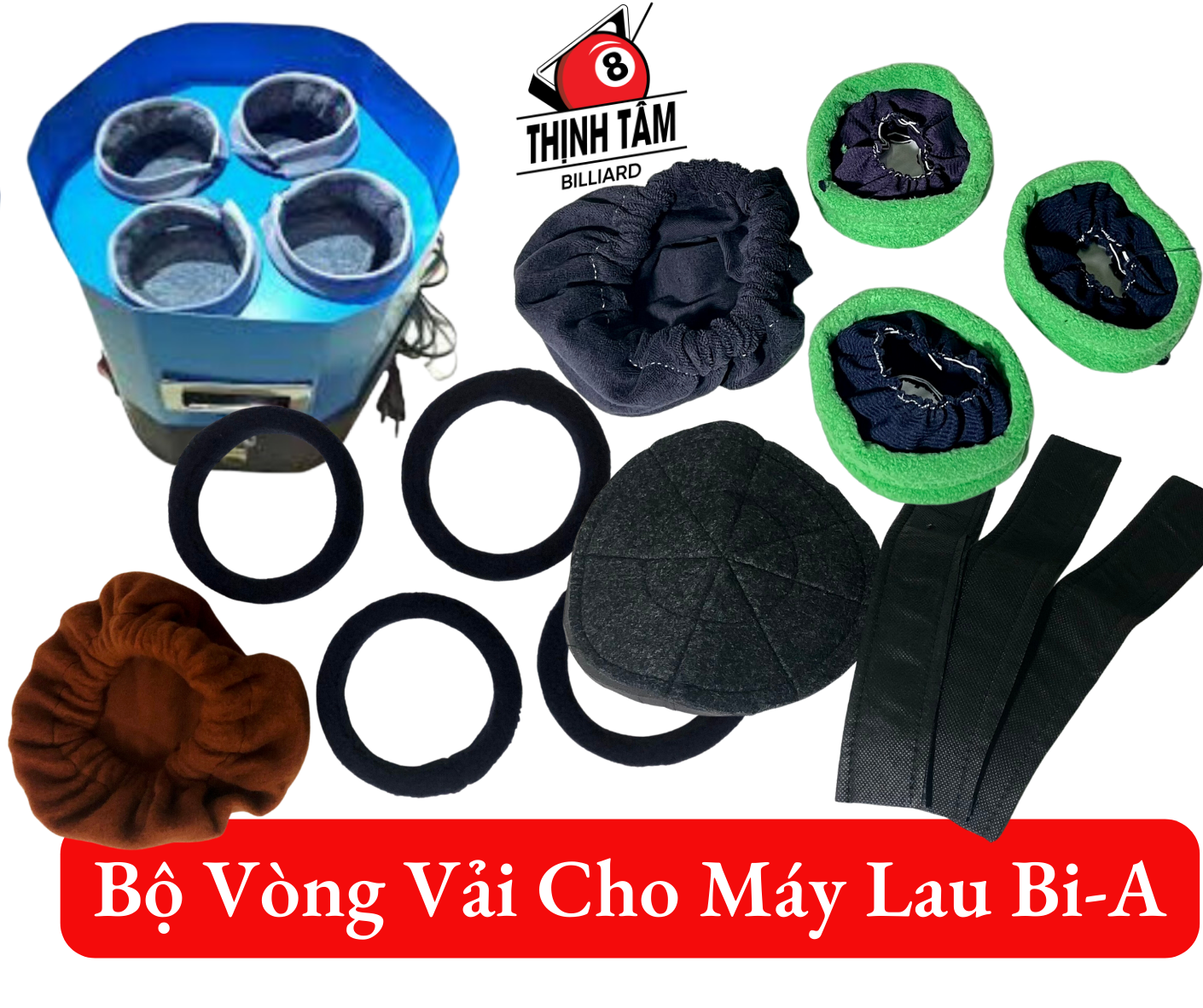 Bộ vòng vải - khăn trùm bóng bi-a máy lau bida
