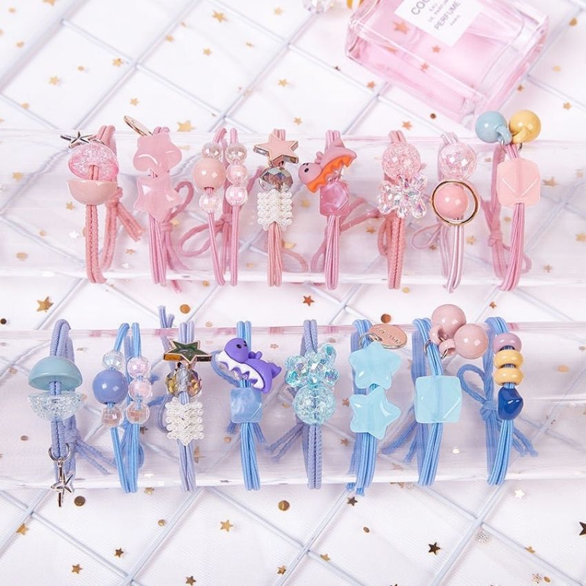 Set 8 Dây Cột Tóc Nữ Siêu Dễ thương, Thun Co Giãn Siêu Bền, Nhiều Hình Dạng Cute, Dùng Cho Người Lớn Và Cả Em Bé, Phụ Kiện Tóc Hàn Quốc Xinh Lung Linh