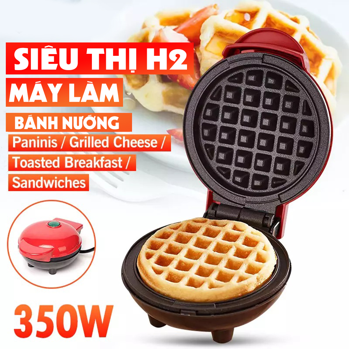 [HCM]Máy Nướng Bánh Dash Màu Đỏ sử dụng điện năng - chất liệu cứng khay chống dính giúp bán thơm ngon ngộ nghĩnh - Máy làm bánh hình thú Máy làm bánh bông lan Máy làm bánh cá Máy làm bánh kẹp máy nướng bánh hình thú