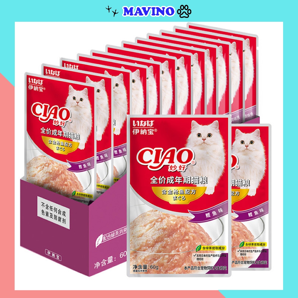 [Hoàn Tiền 10%] Pate ciao cho mèo 60g nhiều vị bổ dưỡng thức ăn cho mèo ciao thơm ngon kích thích vị giác