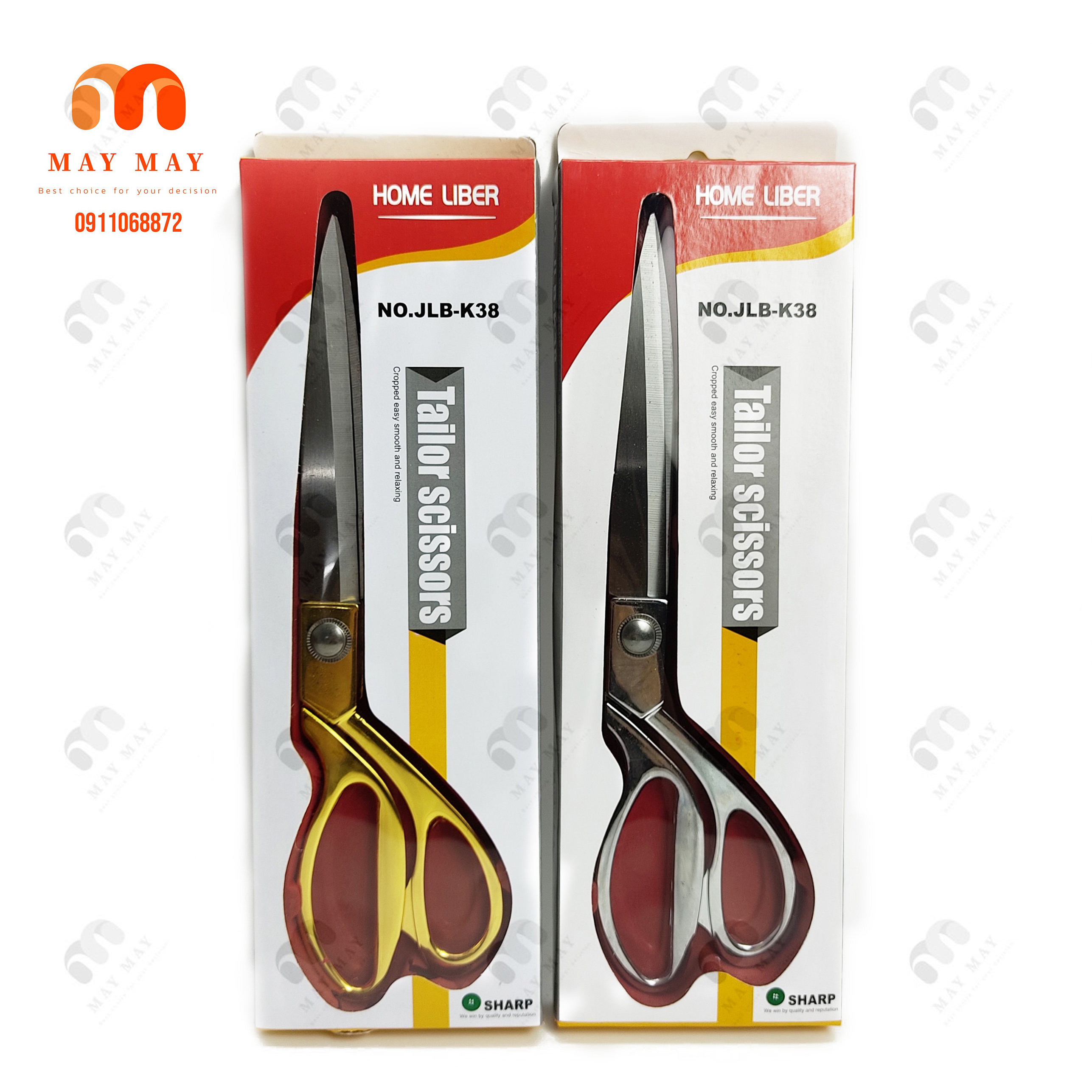 Kéo cắt vải thợ may K38, kéo cắt băng khánh thành, mạ vàng hoặc inox thép không gỉ