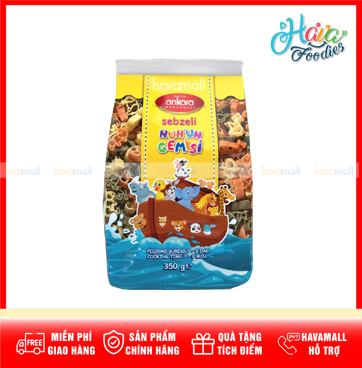 [ HÀNG CÔNG TY NHẬP KHẨU ] Nui Hình Thú – Sebzeli Animal Nuh’un Ankara Makarnasi 350g