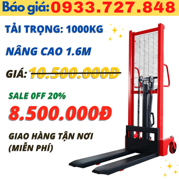 Xe nâng tay cao 1000kg nâng cao 1.6m niuli
