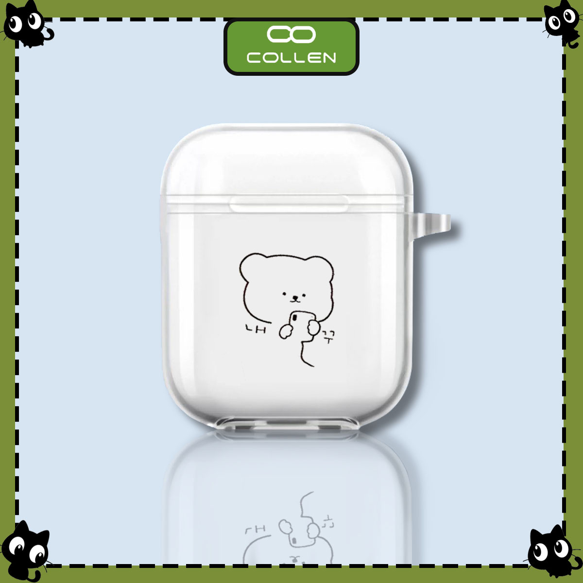 Vỏ Bọc Bảo Vệ Airpods Hình Gấu Phong Cách Hàn Quốc - Vỏ Bảo Vệ Tai Nghe Trong Suốt Họa Tiết Hàn Quốc Dễ Thương - Vỏ Airpods