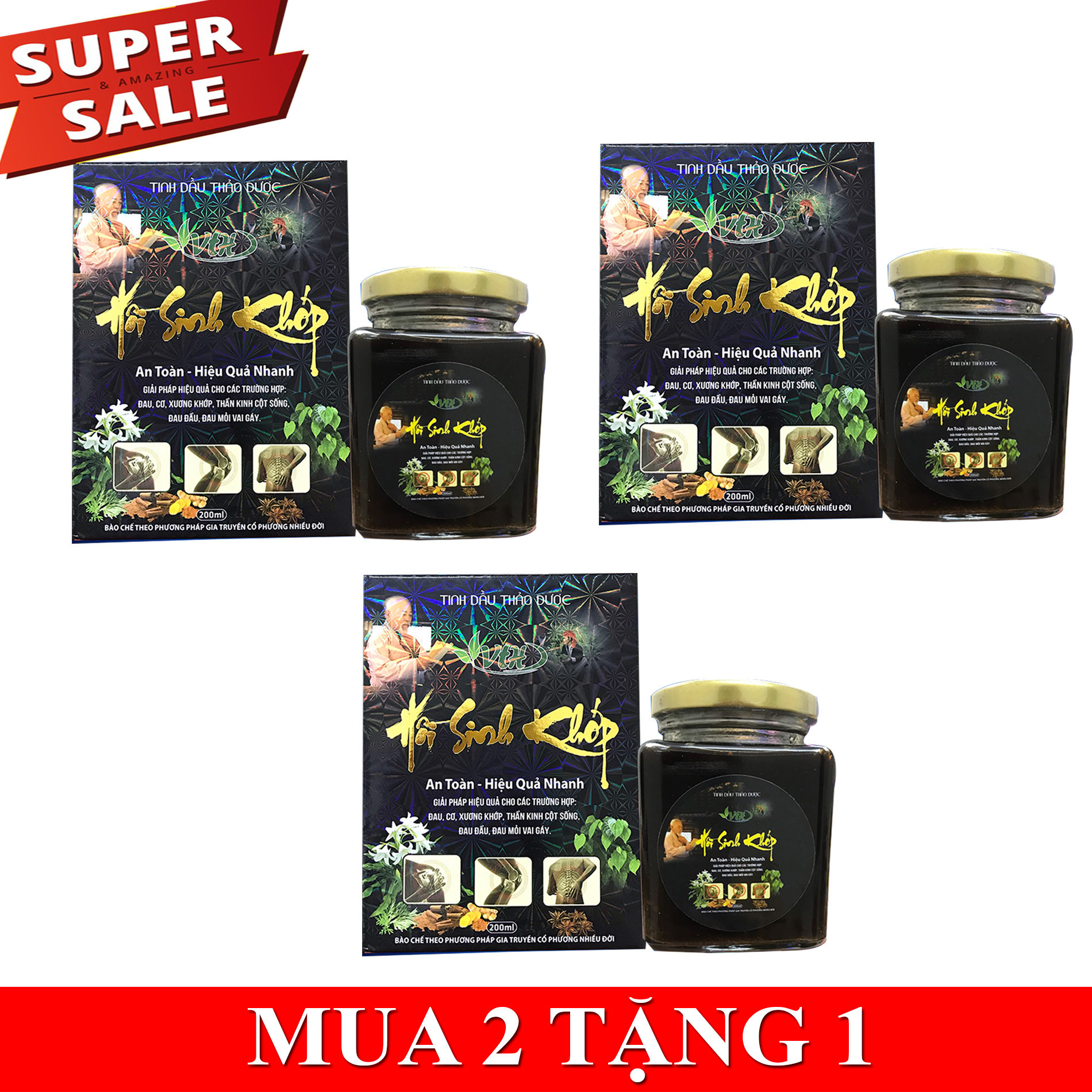 Mua 2 Tặng 1 Tinh Dầu Thảo Dược Hồi Sinh Khớp 200ml
