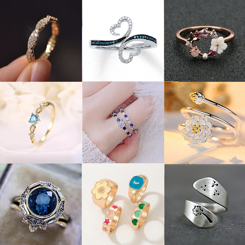 A variety of fashion rings exquisite gifts with different shapes