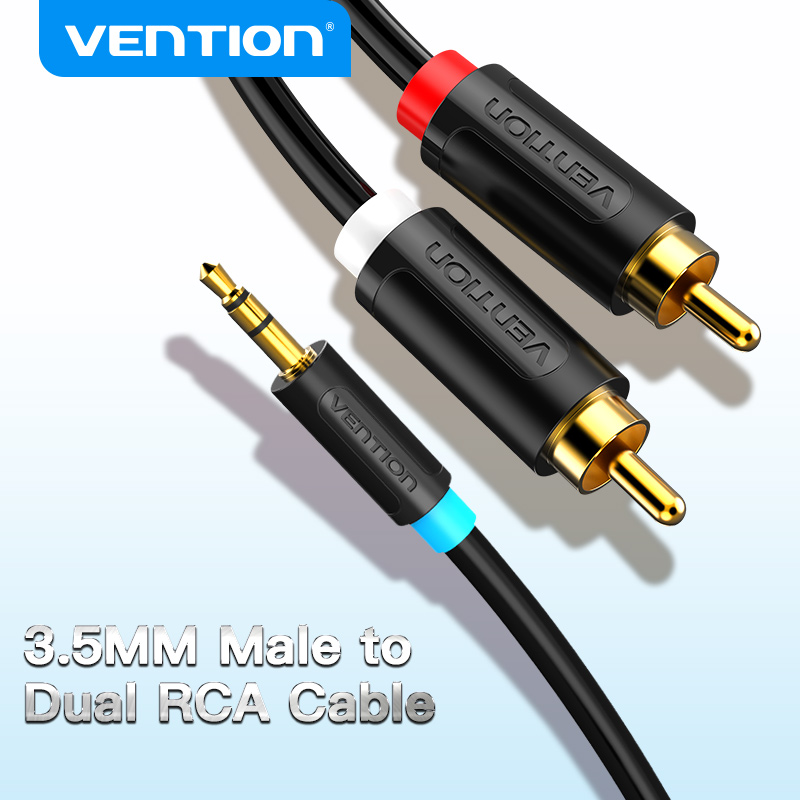 Vention 3.5mm Jack to 2 RCA Male Audio Cable HiFi Wire for PC Speaker Power Amplifier Laptop Cellphone Desktop MP3 3 5mm Male to 2 Male RCA Adapter Cord