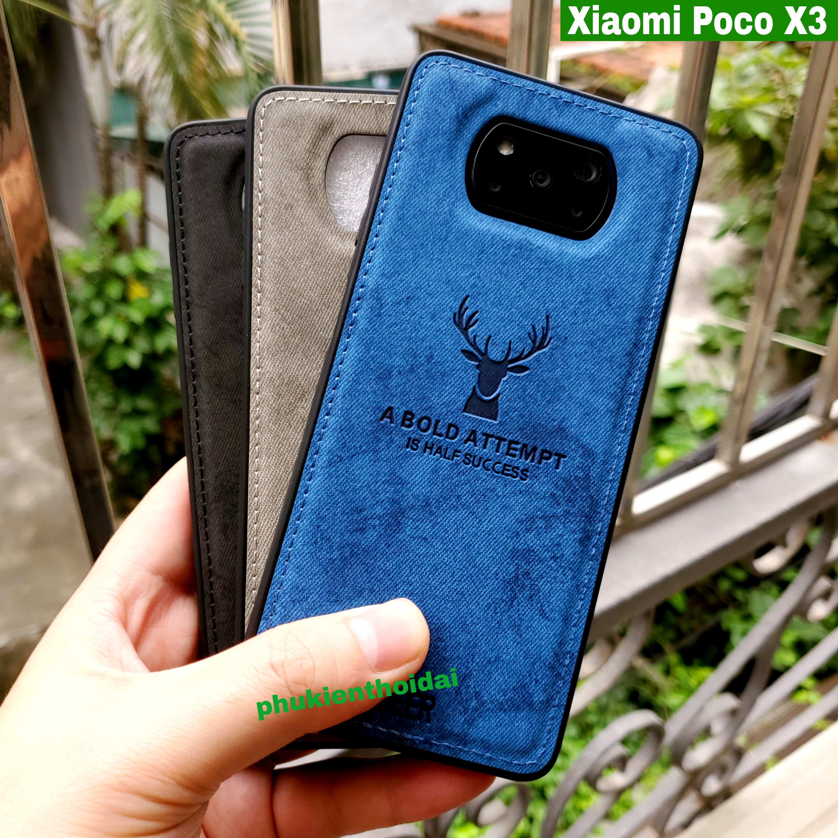Ốp lưng Xiaomi Poco X3 / Poco X3 Pro dùng chung  chống sốc vải đầu hươu cao cấp