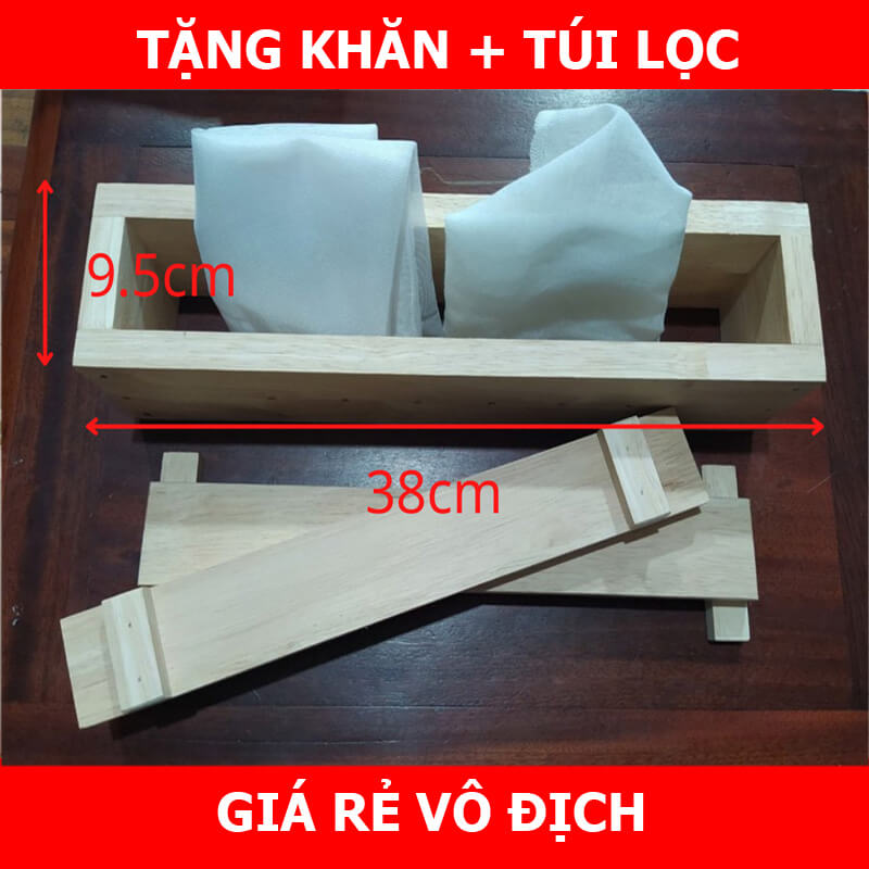 Khuôn làm đậu phụ/đậu hũ dài size lớn tặng khăn lọc và túi lọc