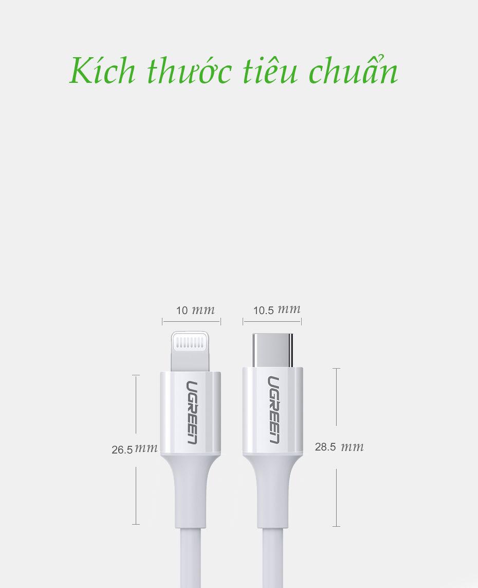 Cáp sạc nhanh USB-C sang Lightning MFI UGREEN US171 - Sạc nhanh 50% trong 30 phút cho iPhone 11 Pro Max / iPhone Xs Max / iPhone XR / iPhone 8 Plus, dài từ 0.25 - 2m Cáp sạc nhanh USB-C sang Lightning MFI UGREEN US171 - Sạc nhanh 50% trong 30 phút cho iPhone 11 Pro Max / iPhone Xs Max / iPhone XR / iPhone 8 Plus, dài từ 0.25 - 2m