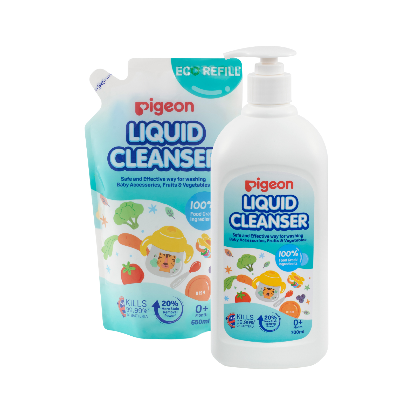 COMBO Nước Rửa Bình Sữa Pigeon Hương Tự Nhiên/Hương Yuzu 700ML VÀ TÚI THAY THẾ 650ML