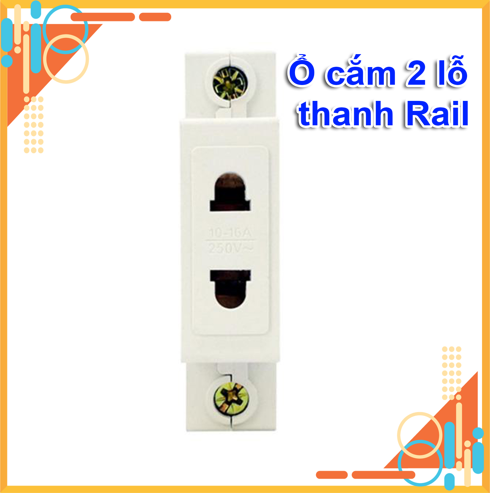 Ổ cắm điện 2 lỗ lắp ray cho tủ điện dân dụng - ổ cắm cài ray