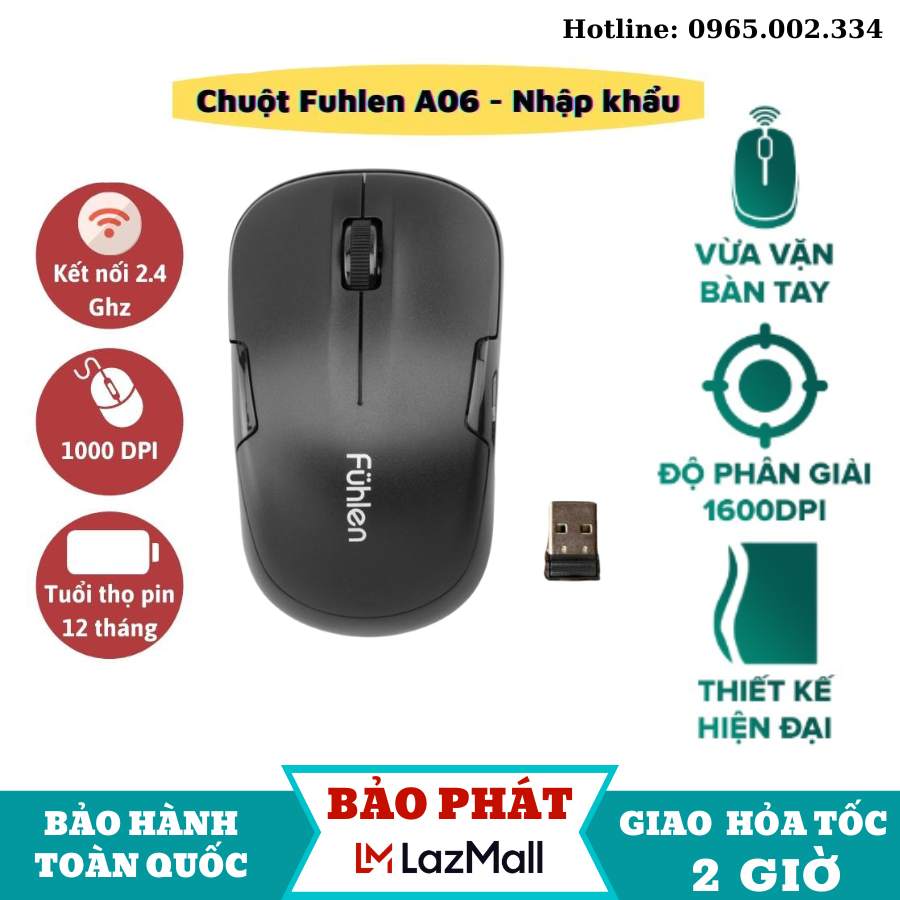 Chuột không dây, chuot may tinh, chuot logitech, chuột máy tính không dây, chuột không dây fuhlen, Chuột không dây Fuhlen A06G dùng cho máy tính laptop - BẢO HÀNH UY TÍN TOÀN QUỐC