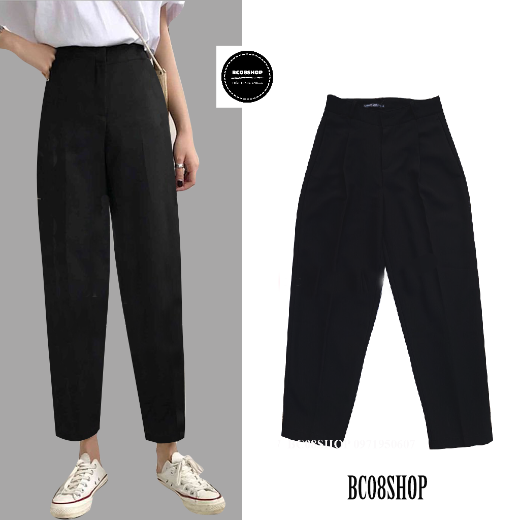 Quần Tây Baggy Nữ Màu Đen Basic phong cách ulzzang BC128