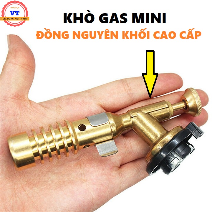 Đầu khò gas mini nhật cao cấp đồng nguyên khối có vòng chỉnh oxy nhiệt độ đến 1350°C - Đèn khò bình gas mini chuyên nấu nướng,thợ cơ khí