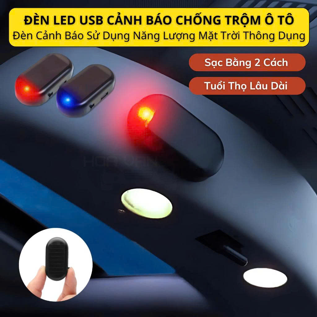 Popular Solar Powered Anti-Theft USB Alarm Led Light for Cars Giá 26,000 Đồng*Miễn phí vận chuyển