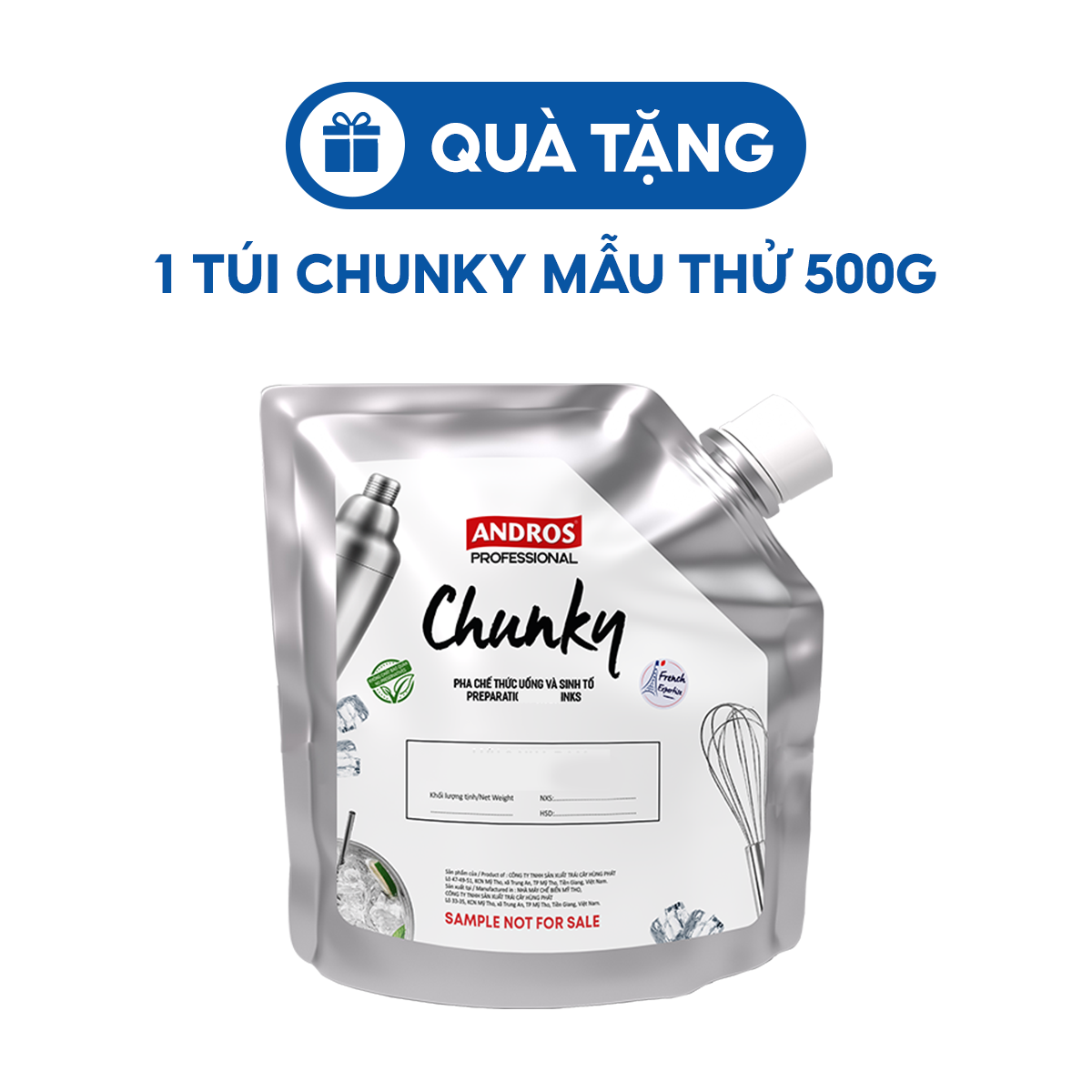 [Quà tặng không bán] Mứt Pha Chế - Có Miếng Trái Cây Thật - Nguyên liệu pha chế -  ANDROS CHUNKY - 500g
