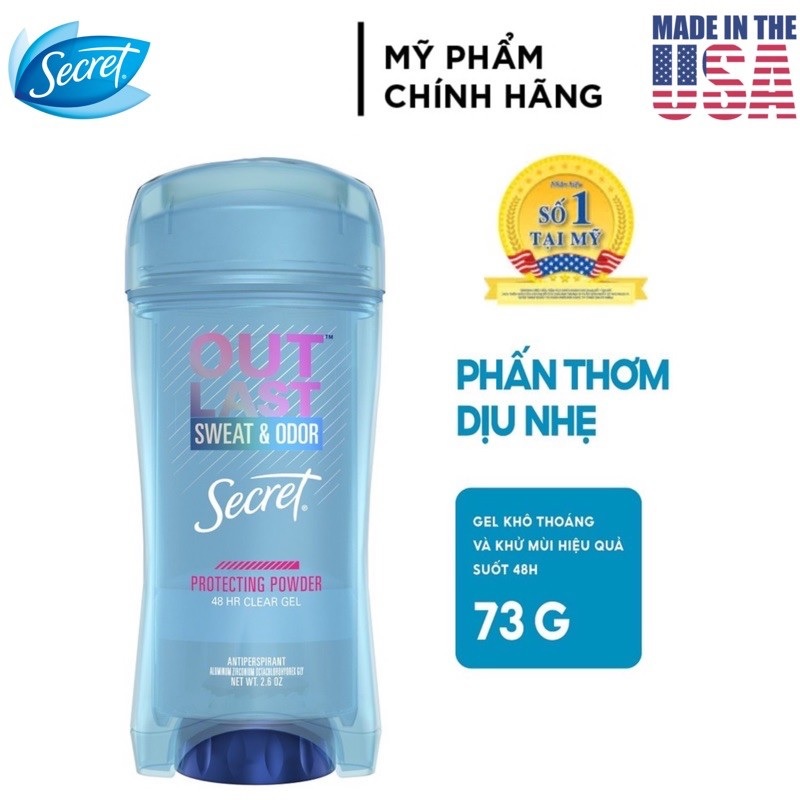 Lăn khử mùi nữ Secret Clear gel Protecting Powder 73g - Mỹ