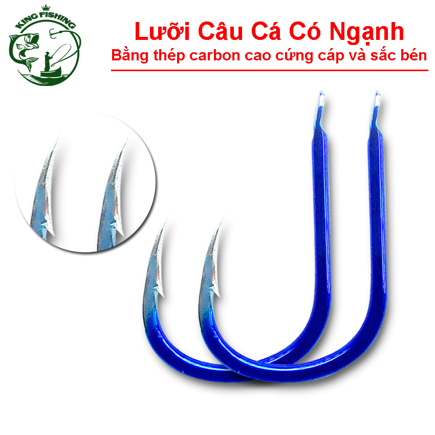 [Hộp 40 cái+quà tặng]lưỡi câu cá thép carbon cao cấp màu xanh dương Kingfishing KF16 siêu cứng và sắc bén chuyên câu đài câu đơn câu cần câu máy, câu cá trắm cá chép cá trôi cá rô phi...tặng 02 thanh cuốn chì cao cấp