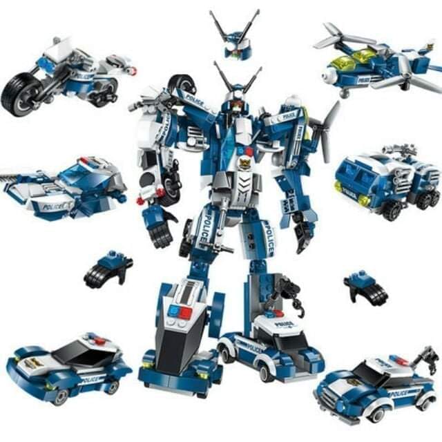 Bộ lego 6 in 1 mô hình robot cảnh sát 577 chi tiết