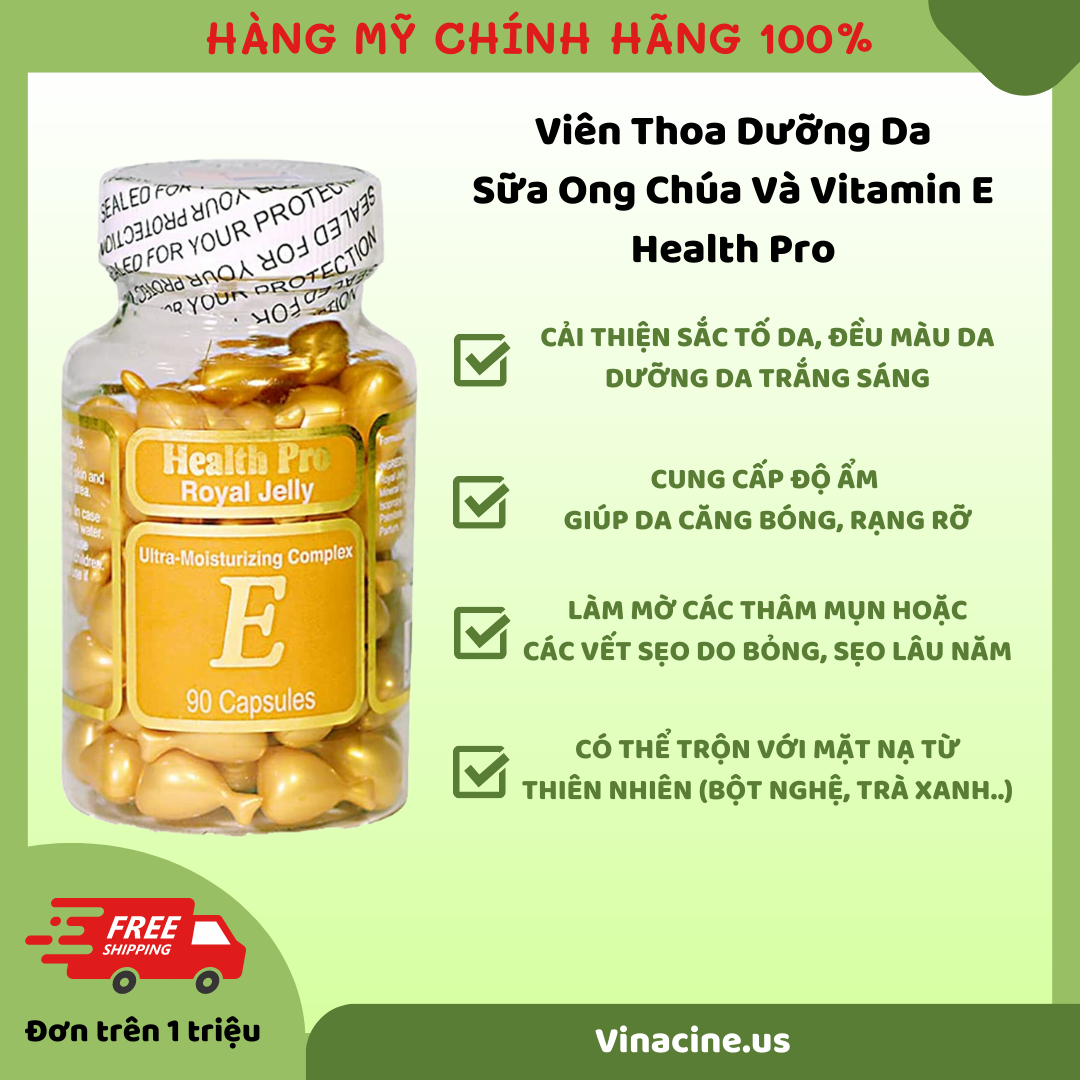 Viên Thoa Dưỡng Da Health Pro Vitamin E 90 viên