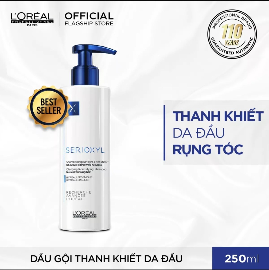 Dầu Gội L'Oréal Professionnel Làm Dày & Giúp Mọc Tóc 250ml Serioxyl GlucoBoost Clarifying Shampoo