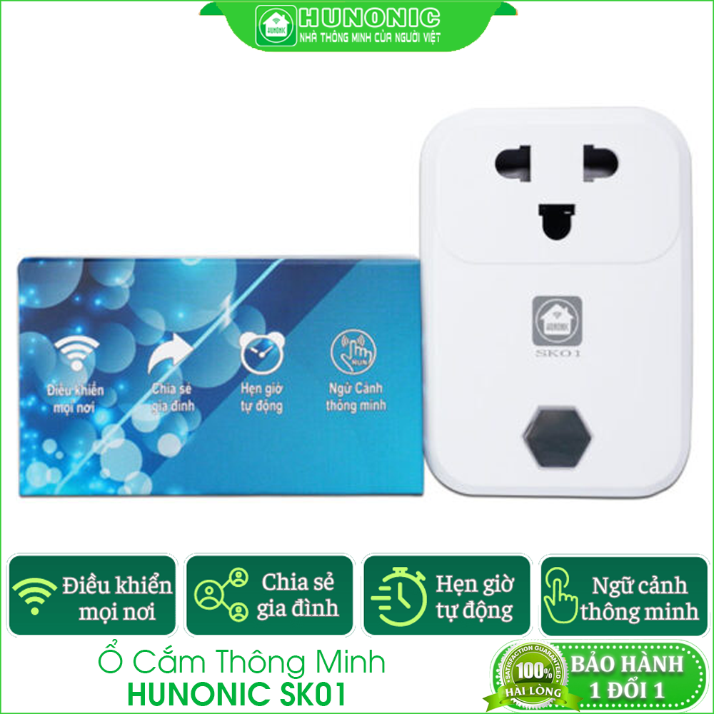 Ổ cắm thông minh Hunonic SK01. Điều khiển từ xa bằng điện thoại thông qua Wifi| Hẹn giờ tự động
