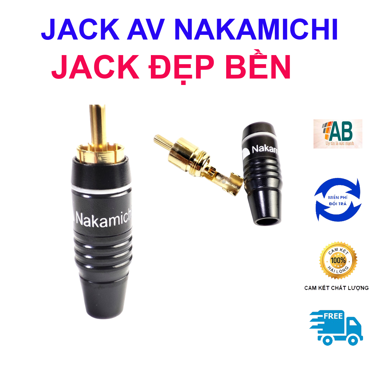 Jack AV hoa sen rời hàn dây tín hiệu Jack rca cao cấp hãng Nakamichi ăn chì tốt dễ hàn dây chân đồng tốt - audio bình tân