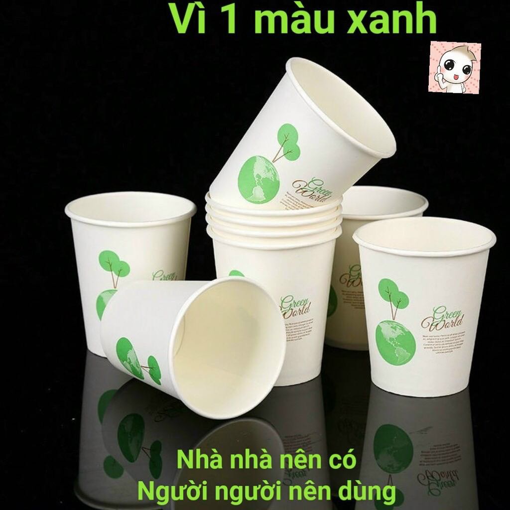 Cốc giấy dùng 1 lần, ly cốc giấy 50 cái chịu nhiệt