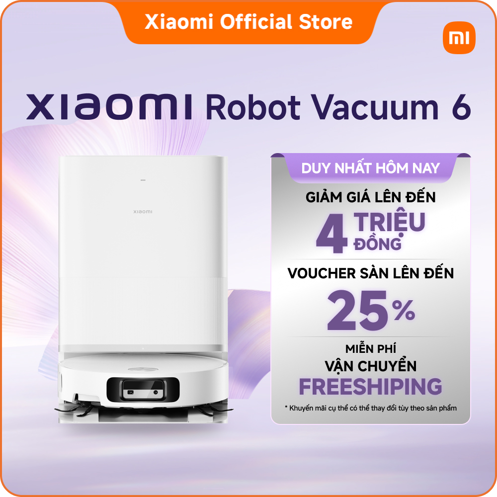 Xiaomi Robot Vacuum 6 I Strong Suction Power of 30,000Pa I Self-Cleaning Charging Station at High Temperature